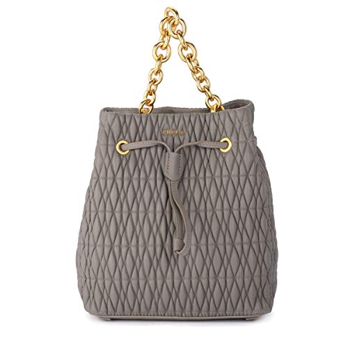 Furla Women’s Furla Stacy Cometa Grey Quilted Leather Bucket Bag Beige
