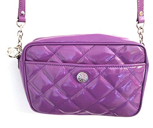 Isaac Mizrahi Live Quilted Patent Crossbody Bag with Strap Purple