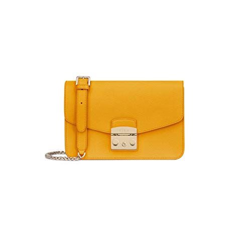 Furla Metropolis Ladies Small Yellow Ginestra Leather Shoulder Bag 978064