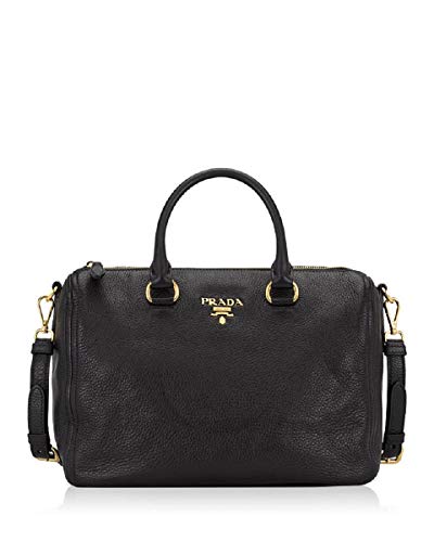 Prada Bauletto Women’s Black Nero Vitello Phenix Handbag 1BB023