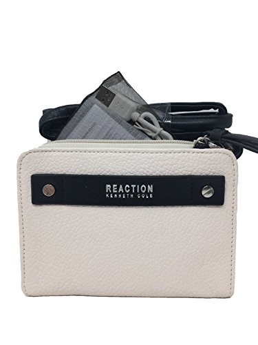Kenneth Cole Reaction Strap Wallet With Battery Charger Vanilla/Black RFID blocking