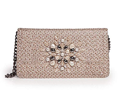Eric Javits Luxury Fashion Designer Women’s Handbag – Devi Clutch – Taupe Glow