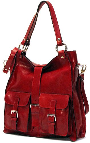 Floto Livorno Bag in Red Italian Calfskin Leather