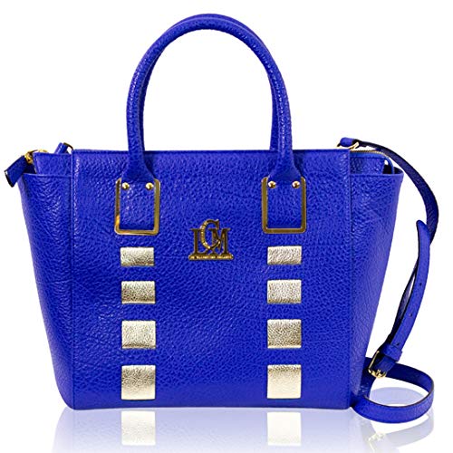 Valentino Orlandi Italian Designer Cobalt Blue Leather Purse Large Tote Bag