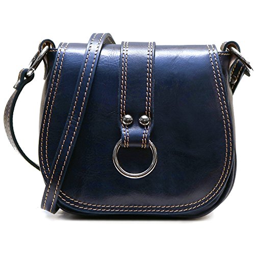 Floto Women’s Saddle Bag in Blue Italian Calfskin Leather – handbag shoulder bag