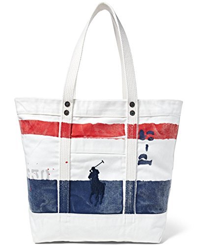 Polo Ralph Lauren Cotton Canvas Big Pony Zip Tote Bag (One Size, Oxford/navy)