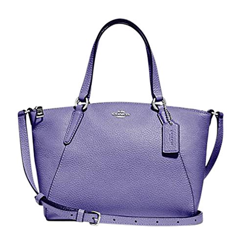 Coach Pebble Leather Mini Kelsey Satchel Crossbody Handbag (SV/Light Purple)