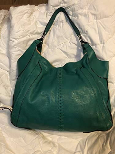 Womens “Bianca “ Italian Leather Shoulder Bag with Signature Color Blocking and whipstitching