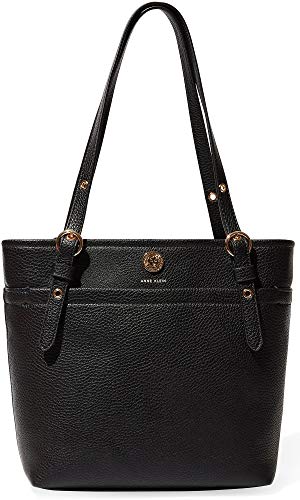 Anne Klein Solid Pocket Small Tote Handbag One Size Black