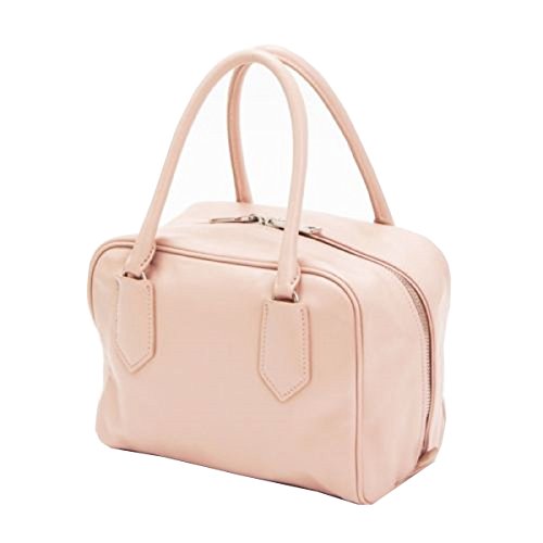 Prada Soft Beige Pink Calf Leather Inside Bauletto Designer Handbag for Women 1BB010