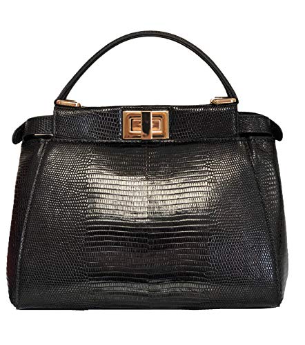 Stefano Laviano – Genuine Lizard Skin Leather Evening Handbag Purse – Black