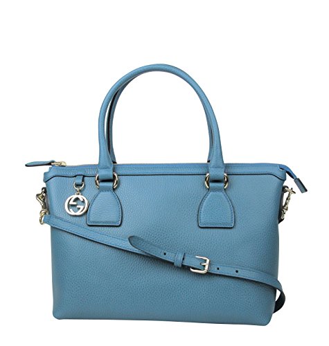 Gucci GG Charm Teal Blue Leather Medium Convertible Straight Bag With Strap 449659 4618