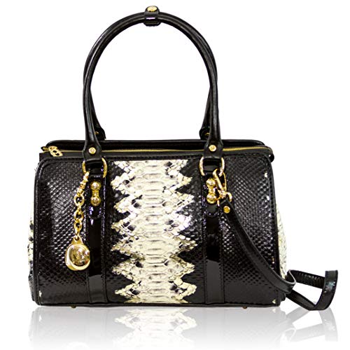 Marino Orlandi Italian Designer Black Python Embossed Leather Large Purse Crossbody Bag