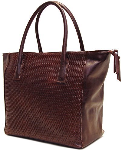 Floto Women’s Firenze Shoulder Tote Bag in Stamped Woven Leather