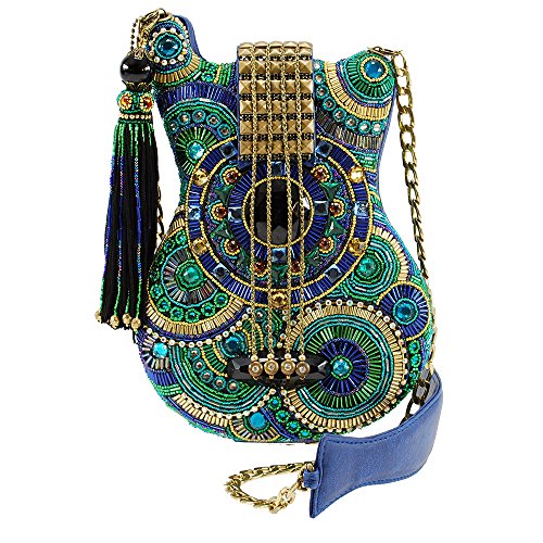 MARY FRANCES Blue Note Beaded Cross-Body Mosaic Guitar Handbag