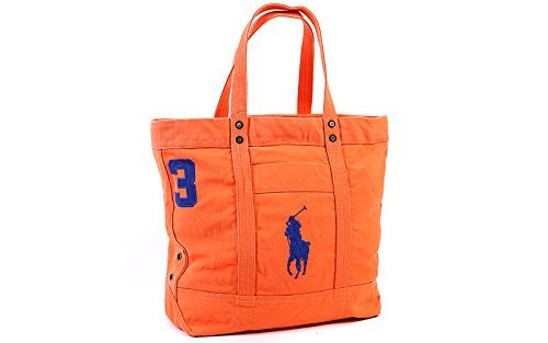 Polo Ralph Lauren Cotton Canvas Big Pony Zip Tote Bag (One size, Bedford orange)