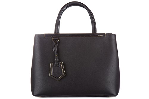 Fendi women’s leather handbag shopping bag purse petite 2 jours black