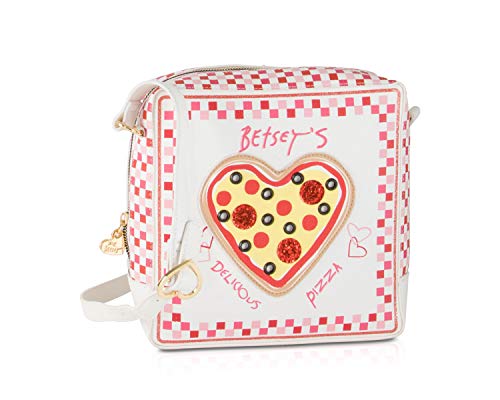 Betsey Johnson Kitch Pizza Box Kitch Crossbody Shoulder Bag – Cream