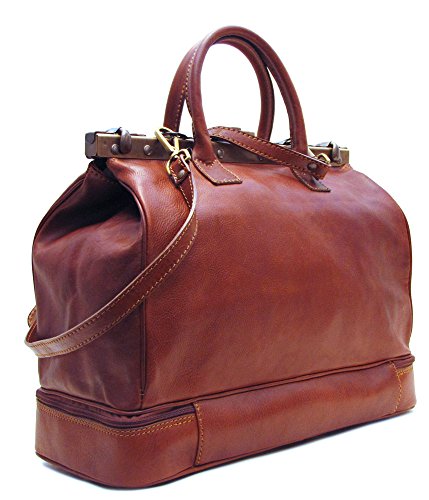 Floto Positano Gladstone Travel Bag in Saddle Brown Italian Calfskin Leather