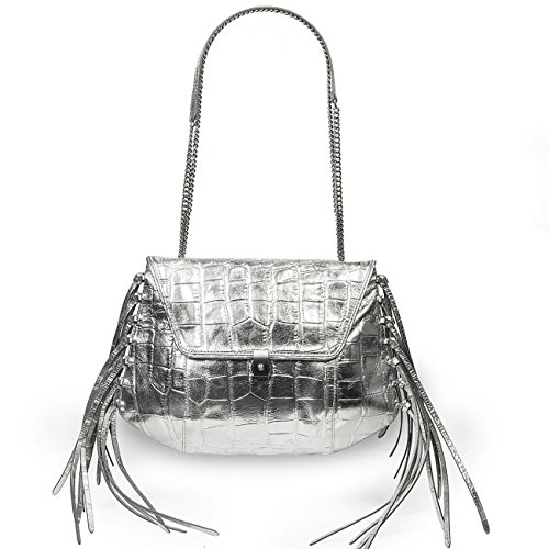 Eric Javits Designer Luxury Women’s Handbag – Lindsay – Silver