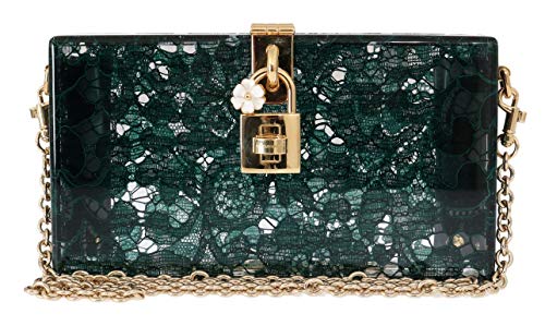 Dolce & Gabbana Green Taormina Lace Crystal Clutch Bag