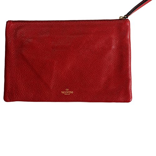 Valentino Garavani Women’s Red 100% Leather Rockstud Wristlet Clutch Bag