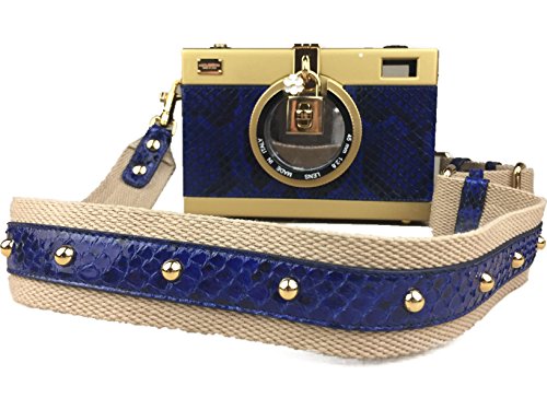 DOLCE & GABBANA Blue Snakeskin Box Bag Handbag Purse Clutch