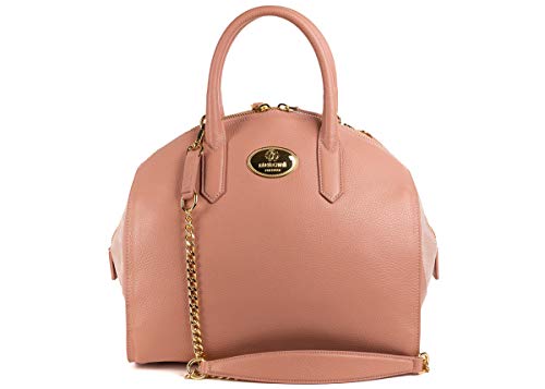 Roberto Cavalli Light Pink Grained Leather Bowler Handbag~RTL$1450