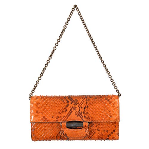 Gucci Women’s Orange Python Skin Clutch Handbag Shoulder Bag