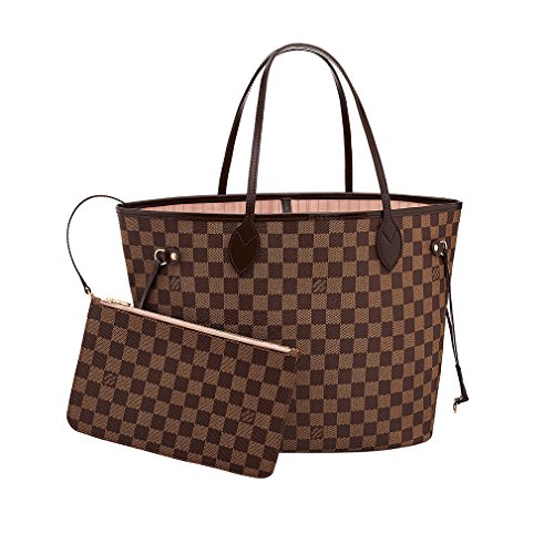 Louis Vuitton Damier Canvas Neverfull MM Rose Shoulder Handbag Article: N41603 Made in France