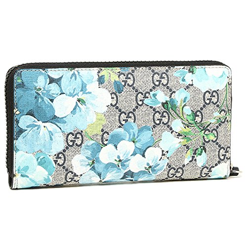 Gucci Blooms Flower Wallet Travel Large Zip around Box Bloom Navy Blue Italy New