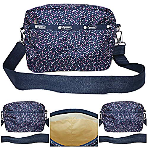 LeSportsac Ditsy Dance Party Austin Crossbody Handbag Detachable/Adjustable/Interchangeable Strap Metal Hardware, Style 2435/Color E121