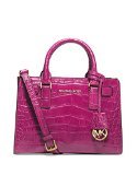 Michael Kors Dillon Small Satchel in Raspberry Embossed Leather