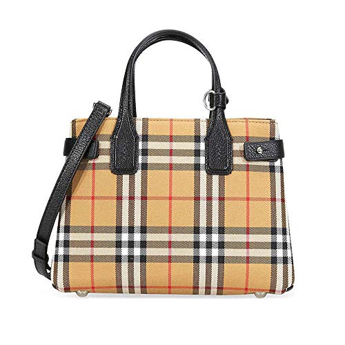 Burberry Women’s Small Banner in Vintage Check and Leather Black