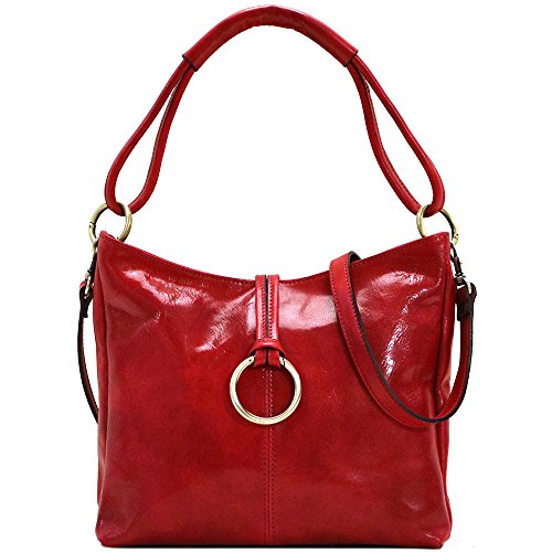 Floto Tavoli Leather Shoulder Bag Cross Body Tote in Tuscan Red