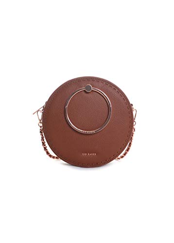 Ted Baker London Madddie Stab Stitch Leather Circle Handbag in Brown