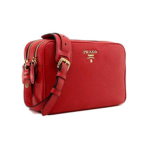 Prada Women’s Red Vitello Phenix Leather Crossbody Handbag 1BH079