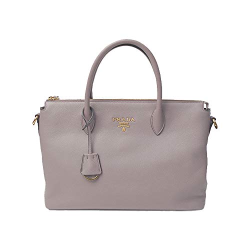 Prada Women’s Vitello Phenix Handbag 1ba063 Gray Leather Tote