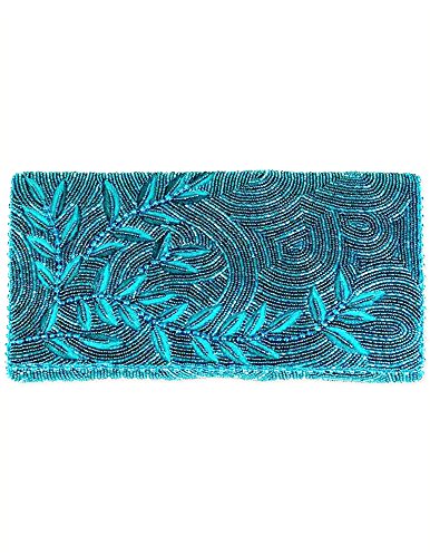 Mary Frances Willow Teal Beaded Evening Clutch Bag