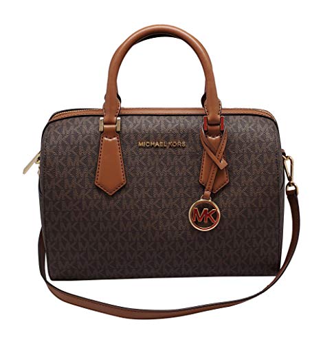 Michael Kors Women’s Hayes Signature Zip Large Duffle Satchel Handbag Brown/Luggage New 2019