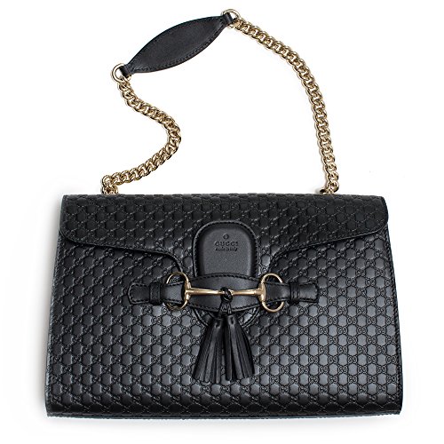 Gucci Women’s Micro GG Guccissima Leather Emily Purse Handbag (Black)