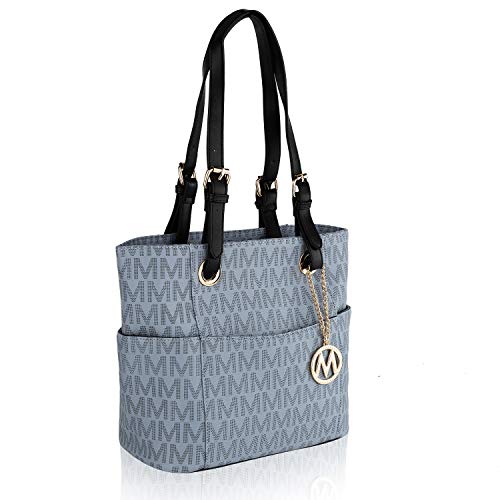MKF Shoulder Handbag for Women: Vegan Leather Satchel-Tote Bag, Top-Handle Purse, Ladies Pocketbook Grey