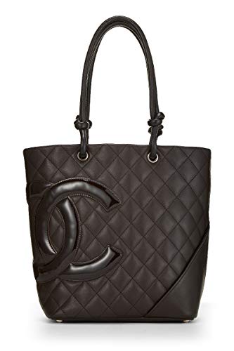 CHANEL Brown Quilted Calfskin Cambon Ligne Tote Medium (Pre-Owned)