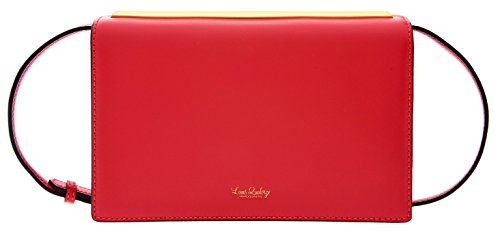 LQ LOUIS QUATORZE Women’s Cow Leather Clutch Handbag with Long Strap Red HL3BX01PR One Size