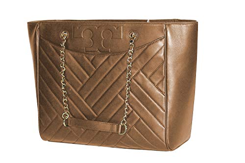 Tory Burch Alexa Flat Large Tote 50641 Women’s Leather Handbag Aged Vachetta Beige