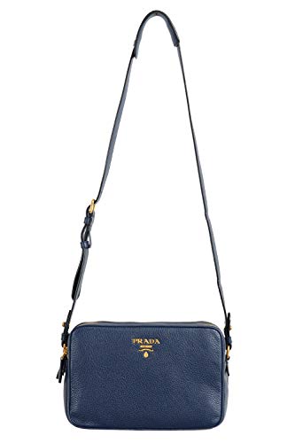 Prada Women’s”BANDOLIERA” Navy Blue Phenix Leather Crossbody Shoulder Bag