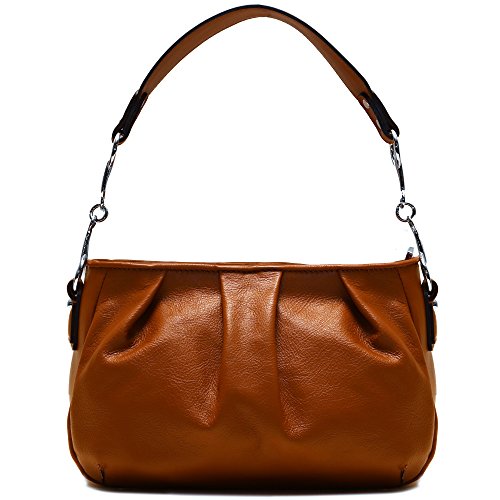 Floto Firenze Hobo Shoulder Handbag in Soft Brown Calfskin Leather
