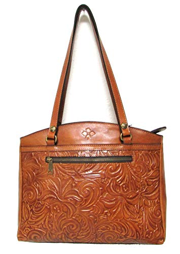 Patricia Nash Burnished Tooled Collection Poppy Tote Gold Brown