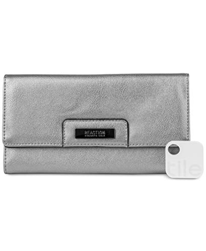 Kenneth Cole Reaction Never Let Go Trifold Flap Clut (Silver, One Size)
