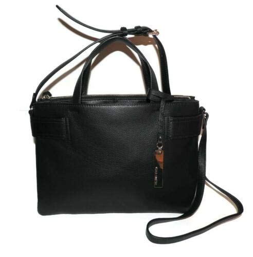 VINCE CAMUTO W Lea Sa Black Leather Satchel Crossbody Handbag
